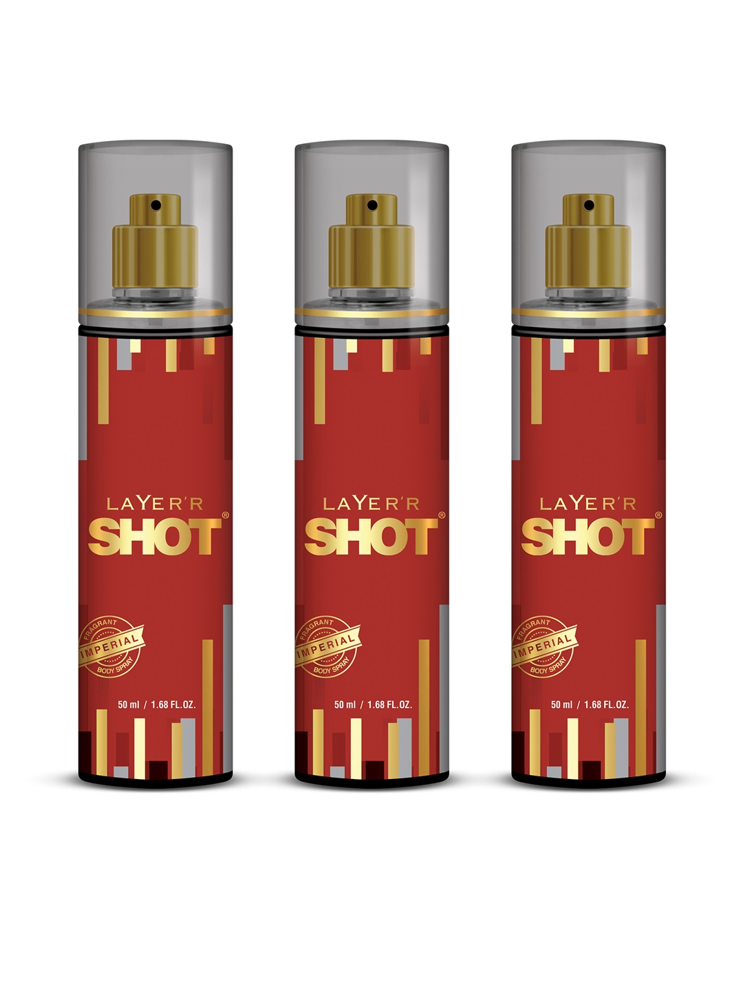 

Layerr Men Set of 3 Shot Imperial Fragrant Body Spray 50 ml each, Maroon