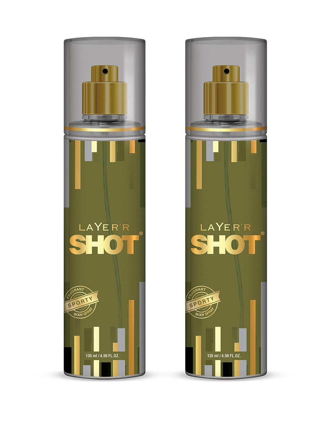 

Layerr Men Set of 2 Shot Sporty Fragrant Body Spray 135 ml each, Olive