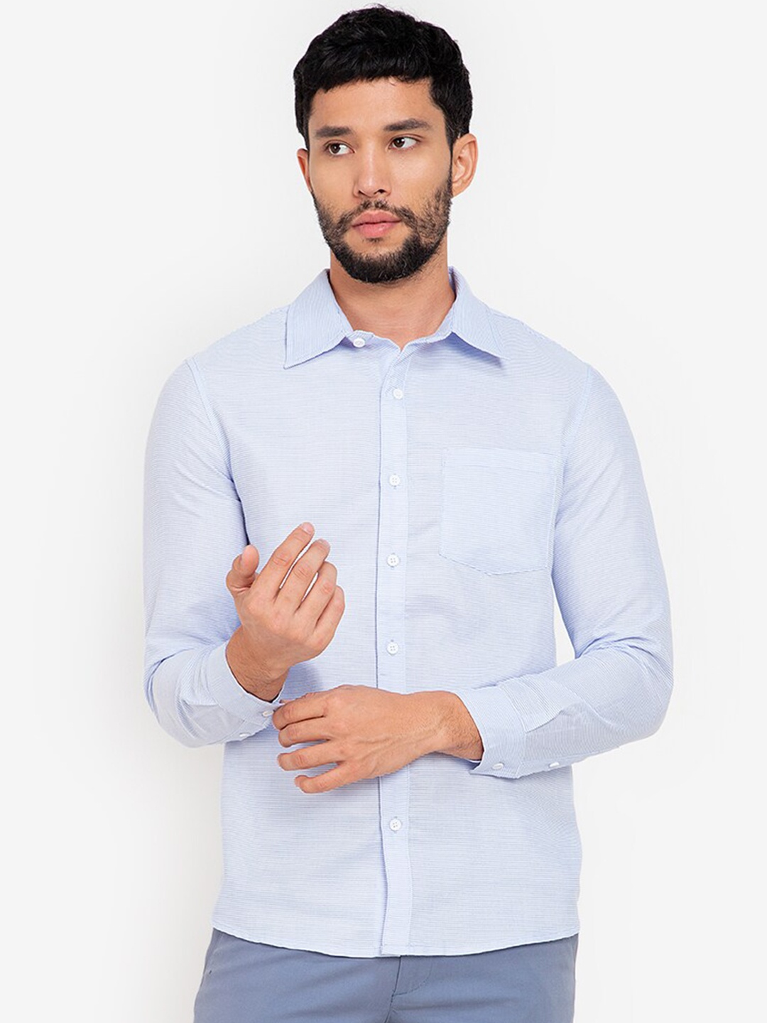

ZALORA BASICS Men Blue Regular Fit Casual Shirt