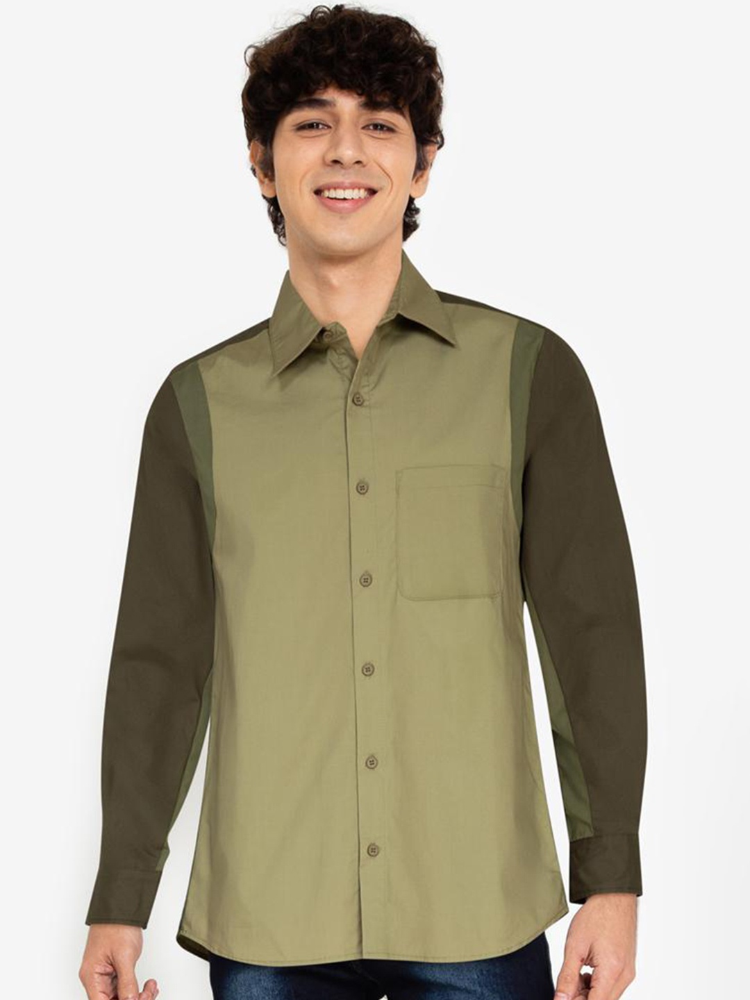 

ZALORA BASICS Men Multicoloured Colourblocked Casual Shirt, Multi