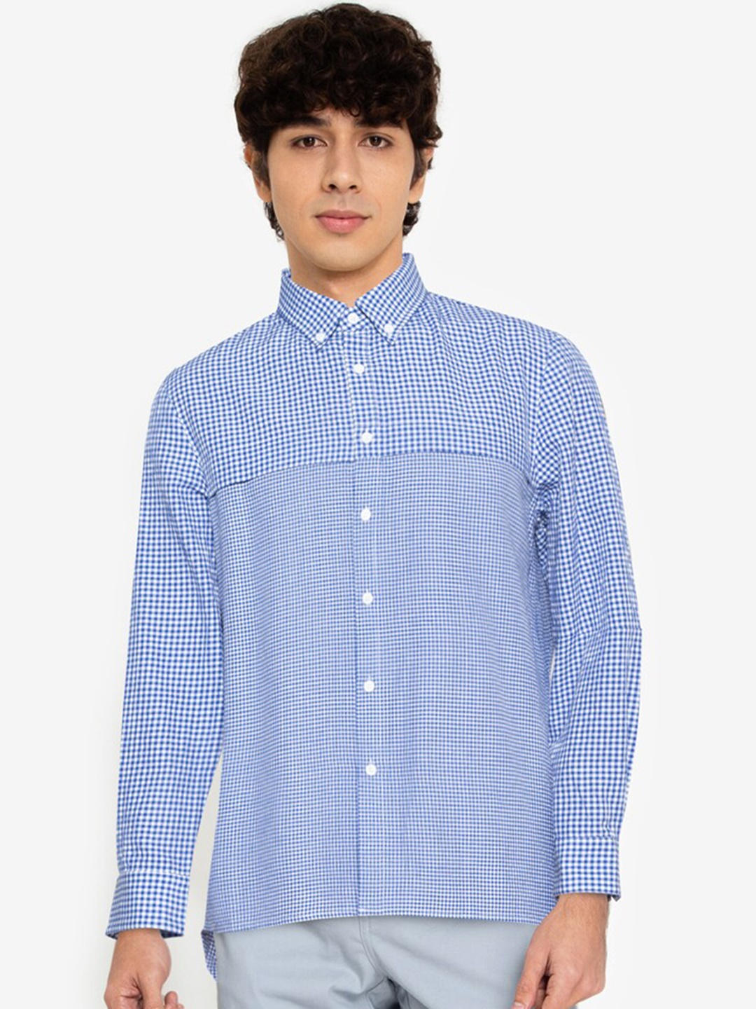 

ZALORA BASICS Men Blue Layered Checked Casual Shirt