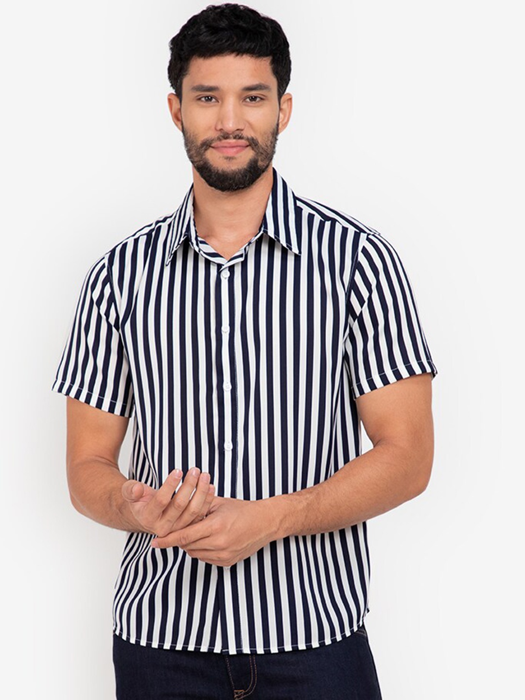 

ZALORA BASICS Men White Striped Casual Shirt