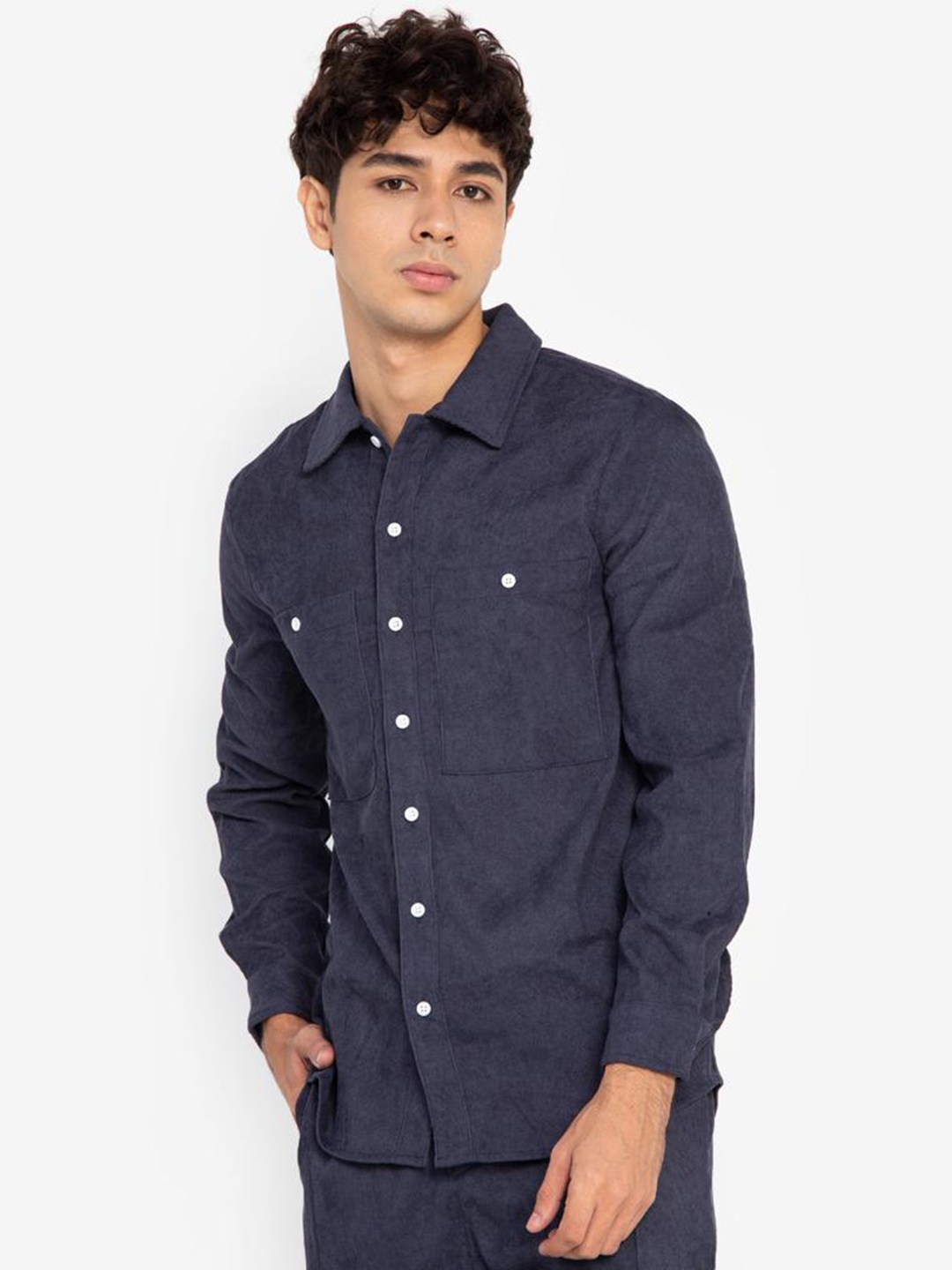 

ZALORA BASICS Men Olive Green Two Pocket Over Casual Shirt