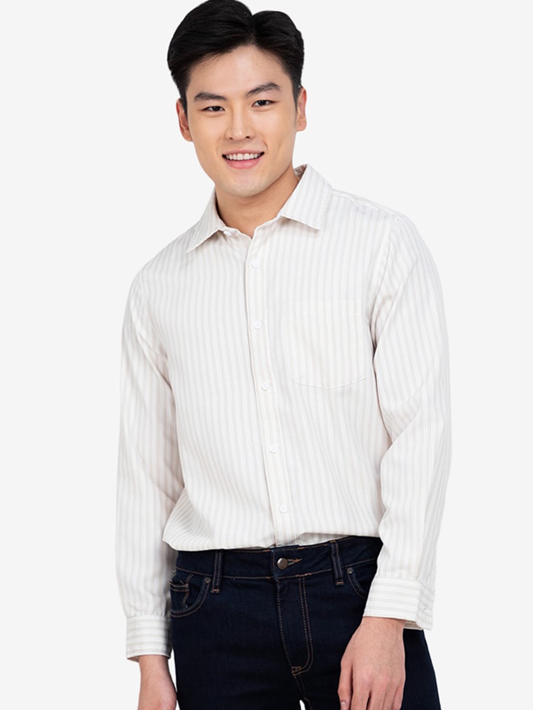 

ZALORA BASICS Men White Striped Casual Shirt