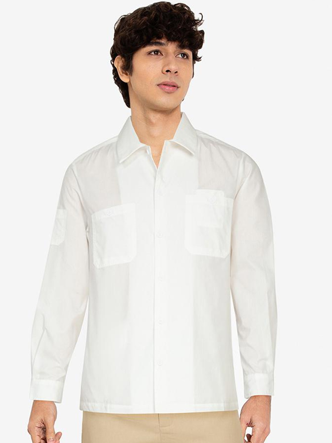 

ZALORA BASICS Men White Pure Cotton Casual Shirt