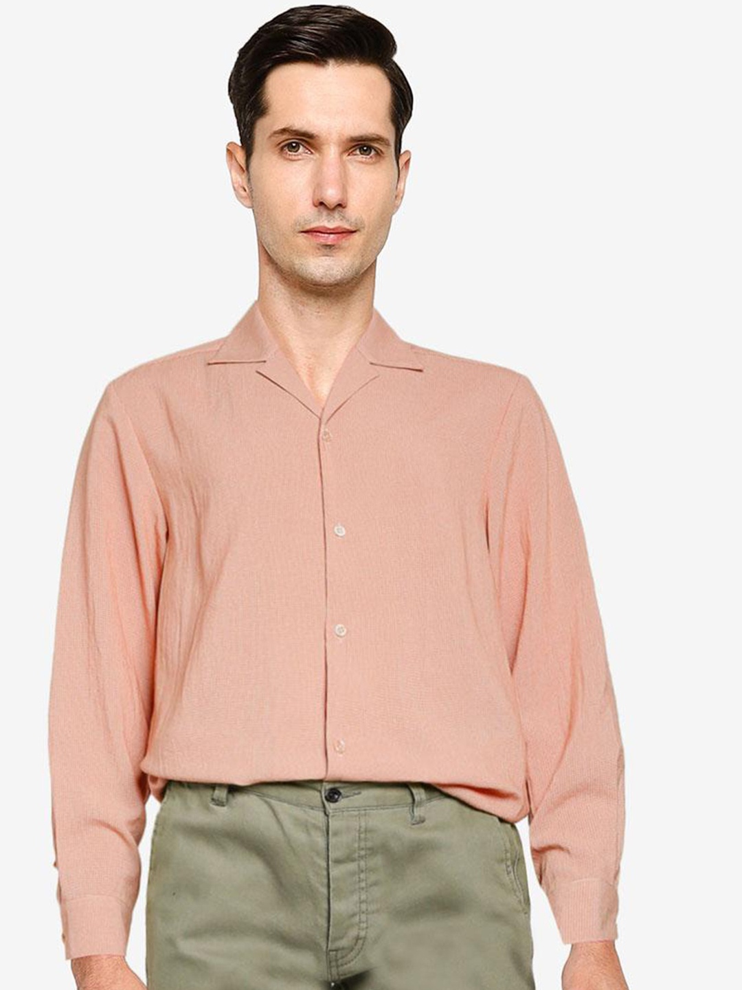 

ZALORA BASICS Men Beige Lapel Collar Casual Shirt