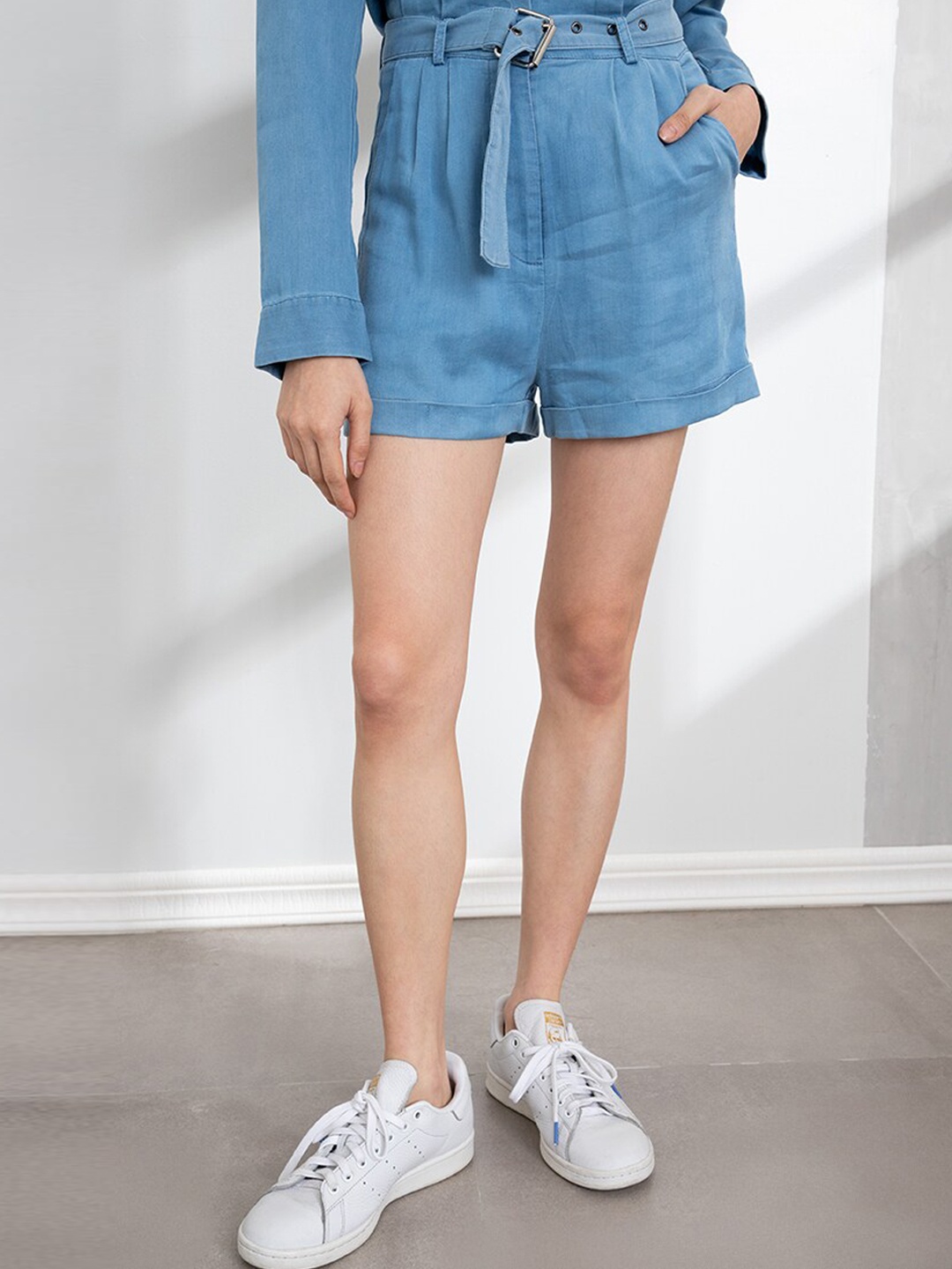 

ORIGIN BY ZALORA Women Blue High-Rise Tencel Shorts