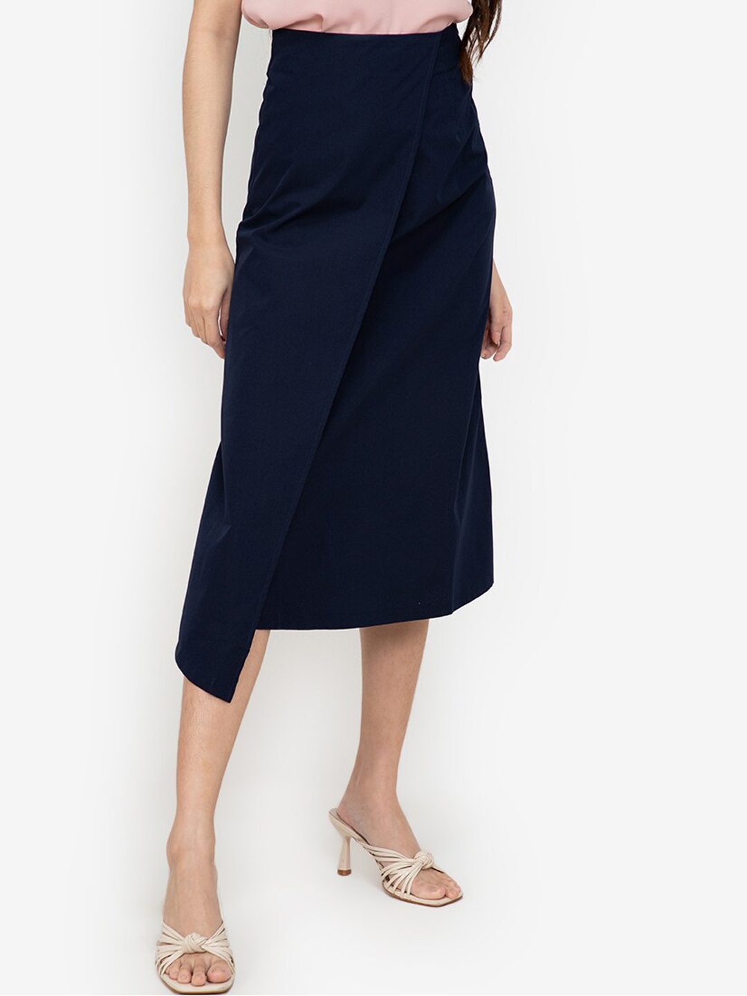 

ZALORA BASICS Woman Navy Blue High Waist Wrap Skirt