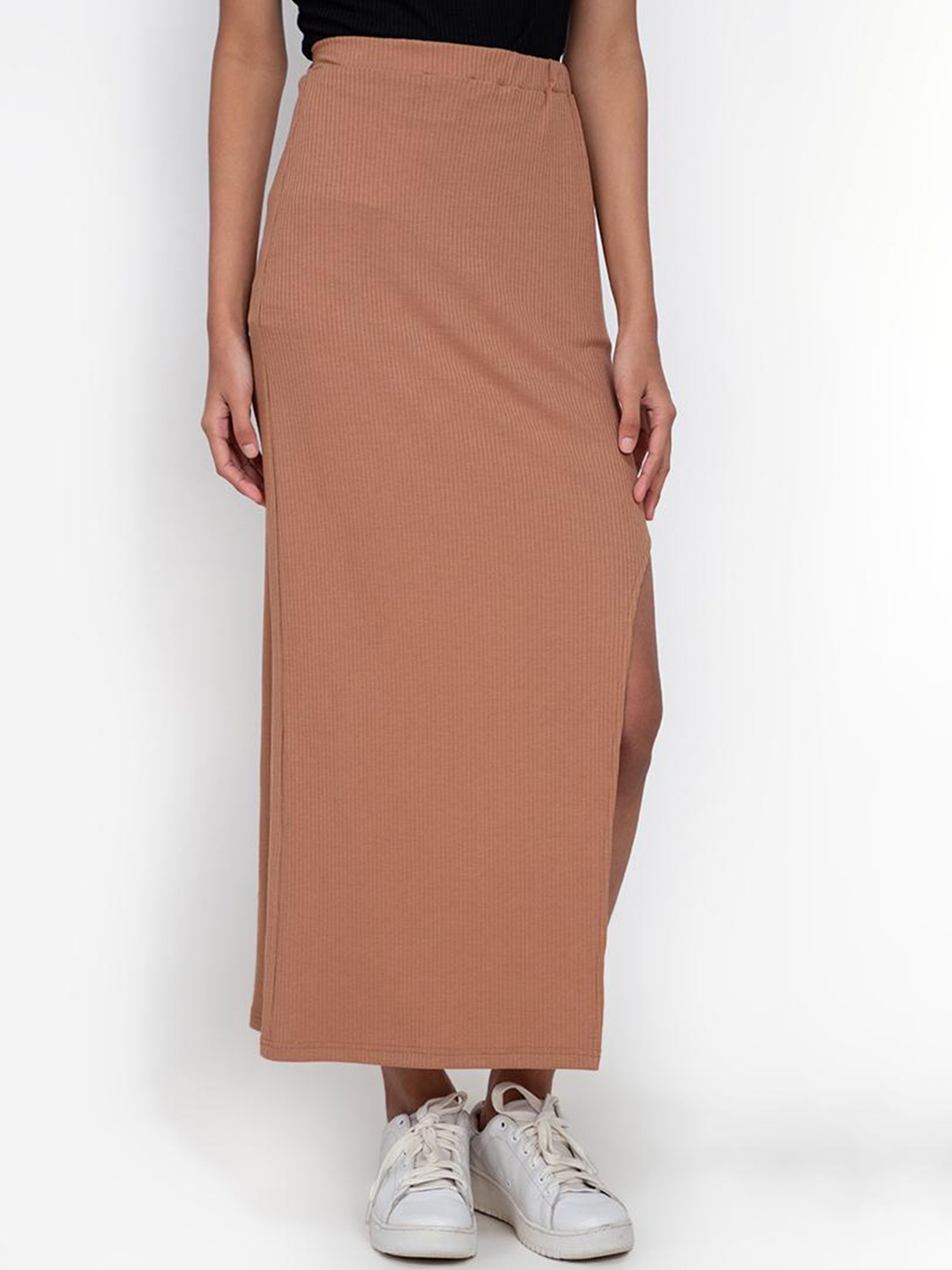 

ZALORA BASICS Women Side Slit Maxi Skirt, Brown