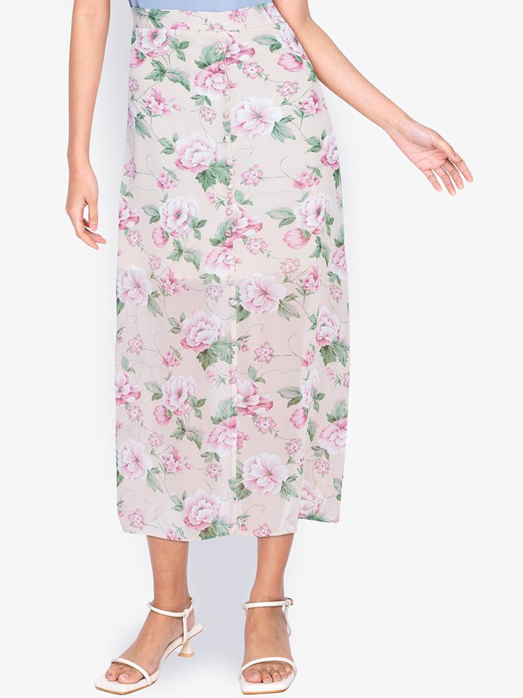 

ZALORA BASICS Women Blue Floral Printed Midi Skirt