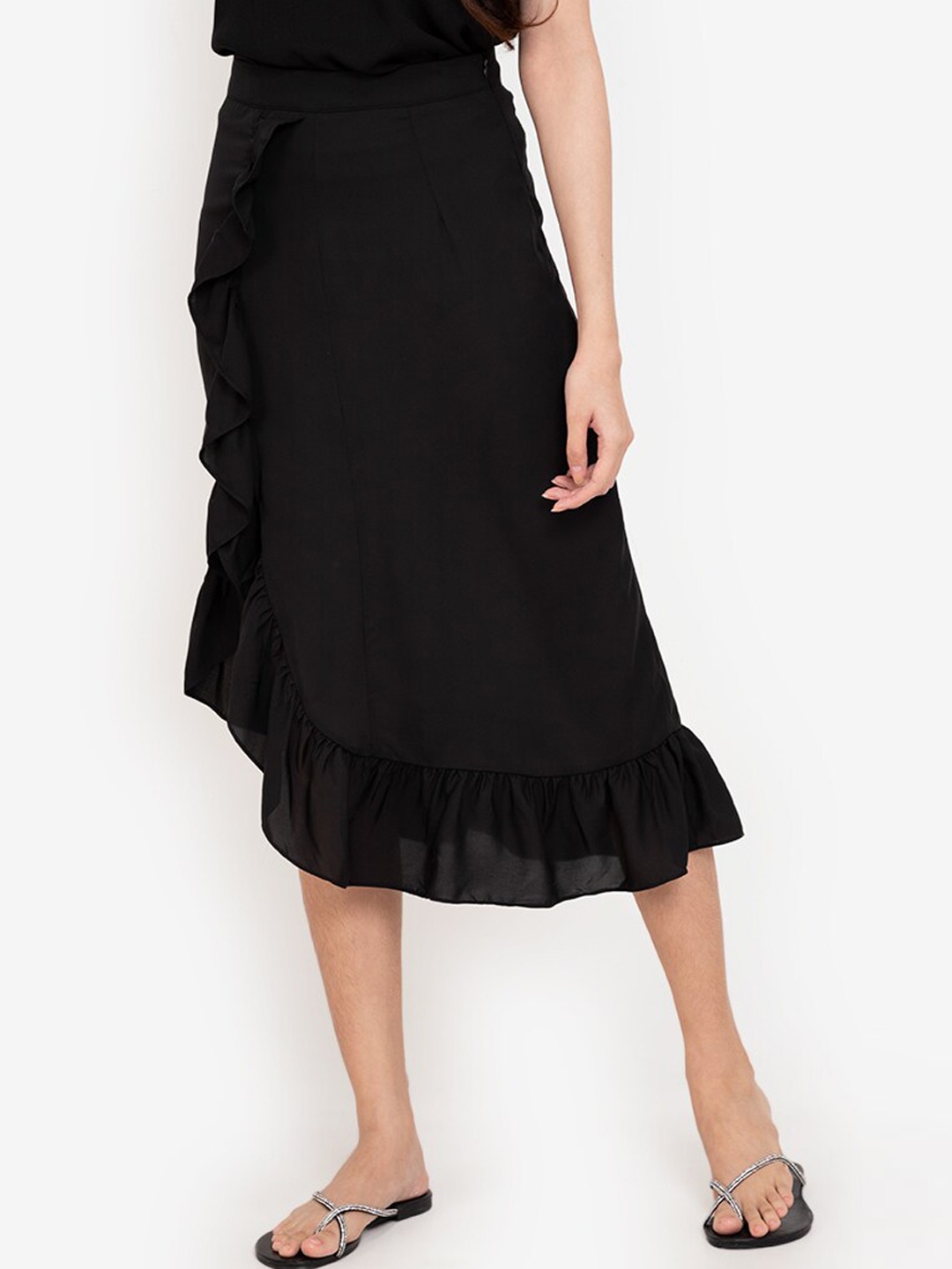 

ZALORA BASICS Black Asymmetric Skirt