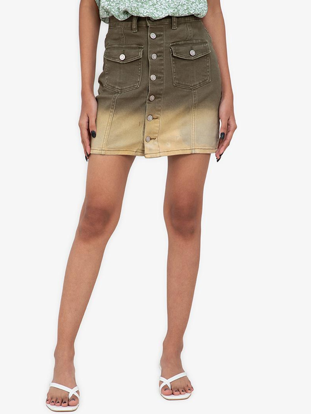 

ZALORA BASICS Women Blue Ombre Denim Skirt