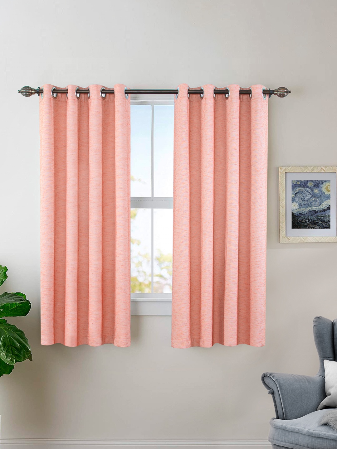 

Deco Window Peach-Coloured Set of 2 Room Darkening Window Curtain