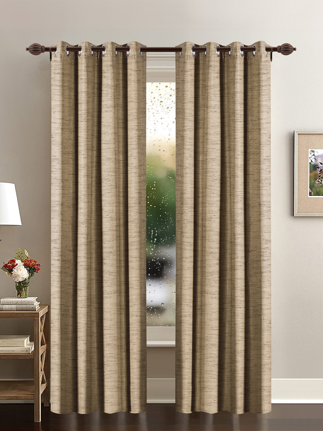 

Deco Window Beige Set of 2 Room Darkening Door Curtain