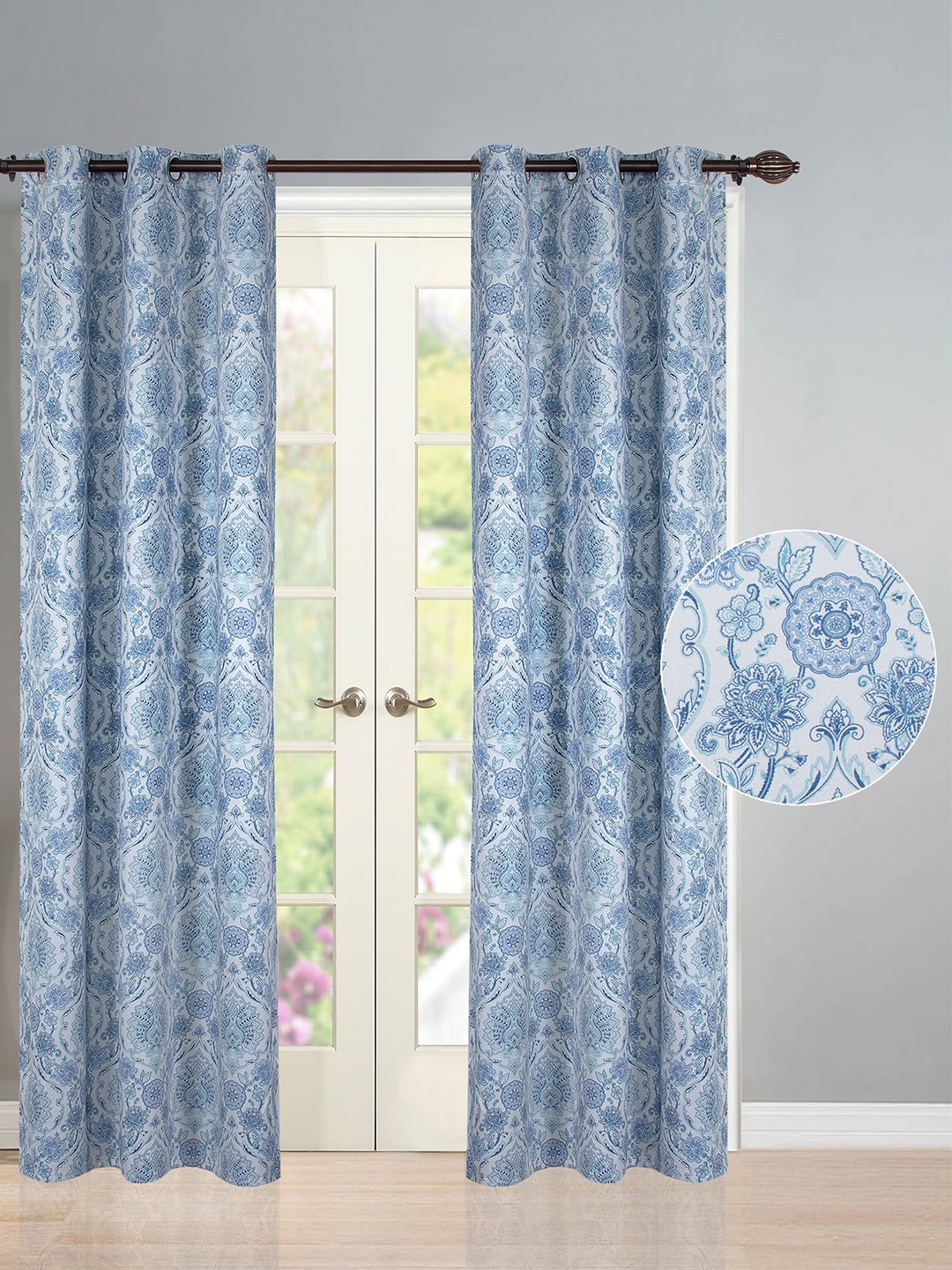 

Deco Window Blue Set of 2 Ethnic Motifs Room Darkening Door Curtain