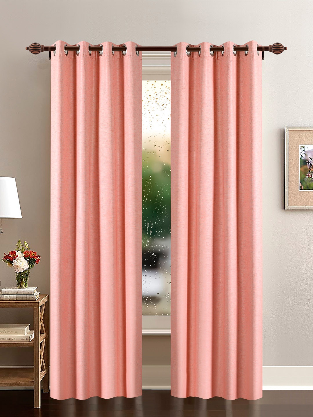 

Deco Window Peach-Coloured Set of 2 Long Door Curtain