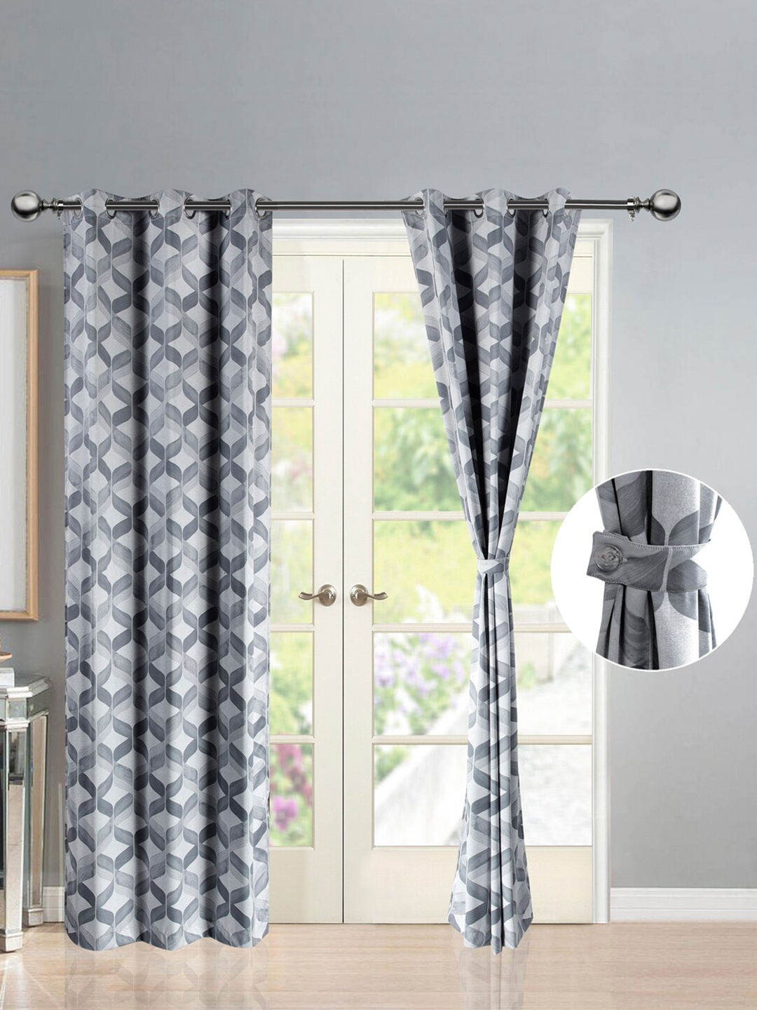 

Deco Window Grey & Charcoal Set of 2 Room Darkening Door Curtain
