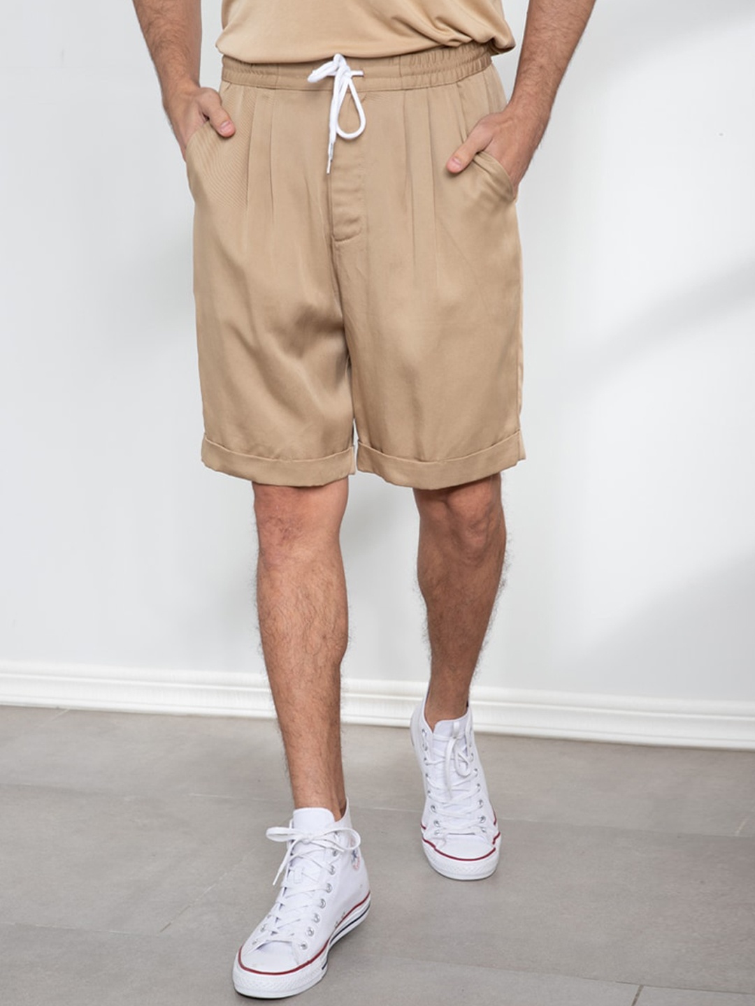 

ORIGIN BY ZALORA Men Beige Tencel Shorts