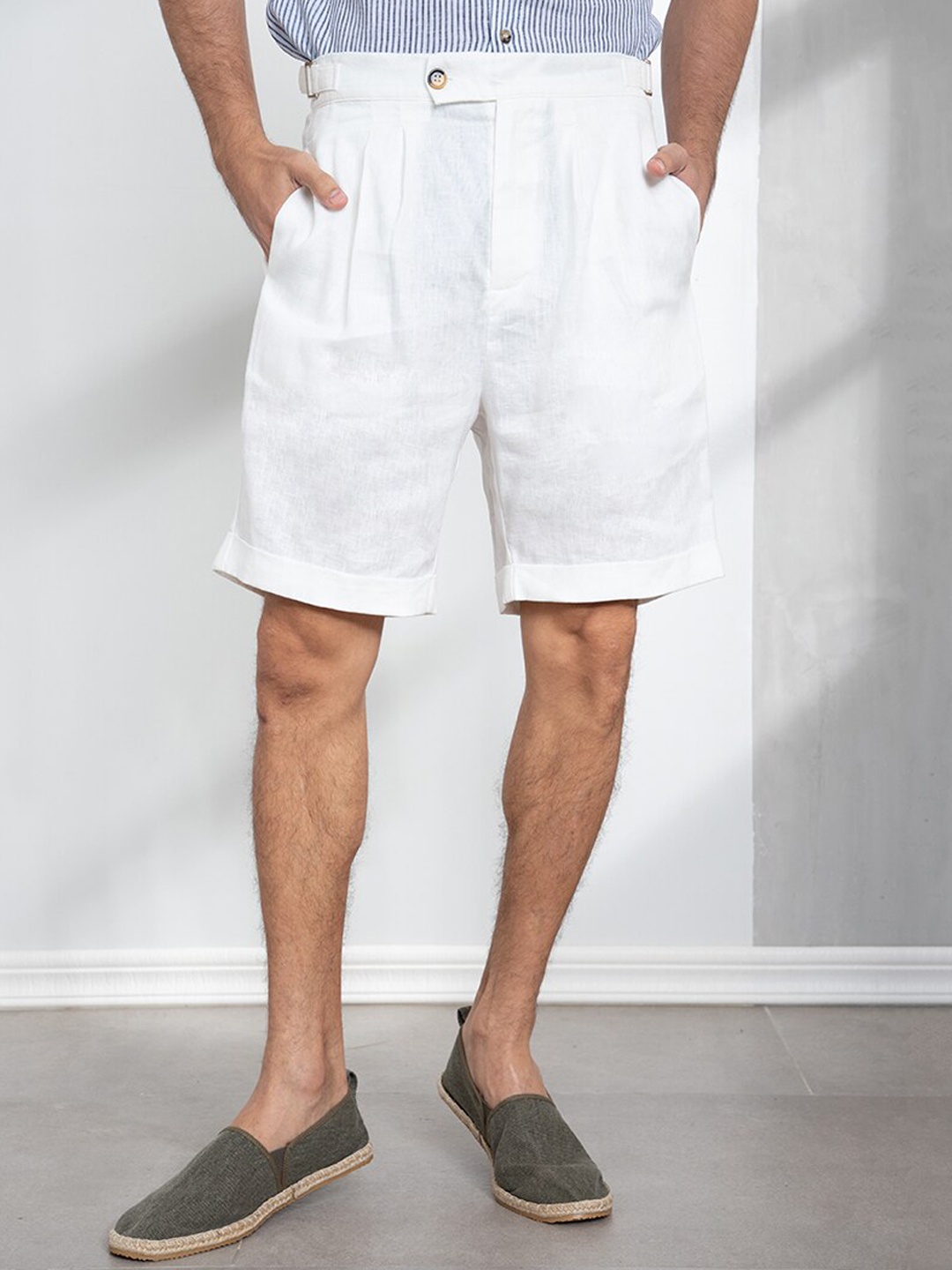 

ORIGIN BY ZALORA Men White Pure Linen Shorts