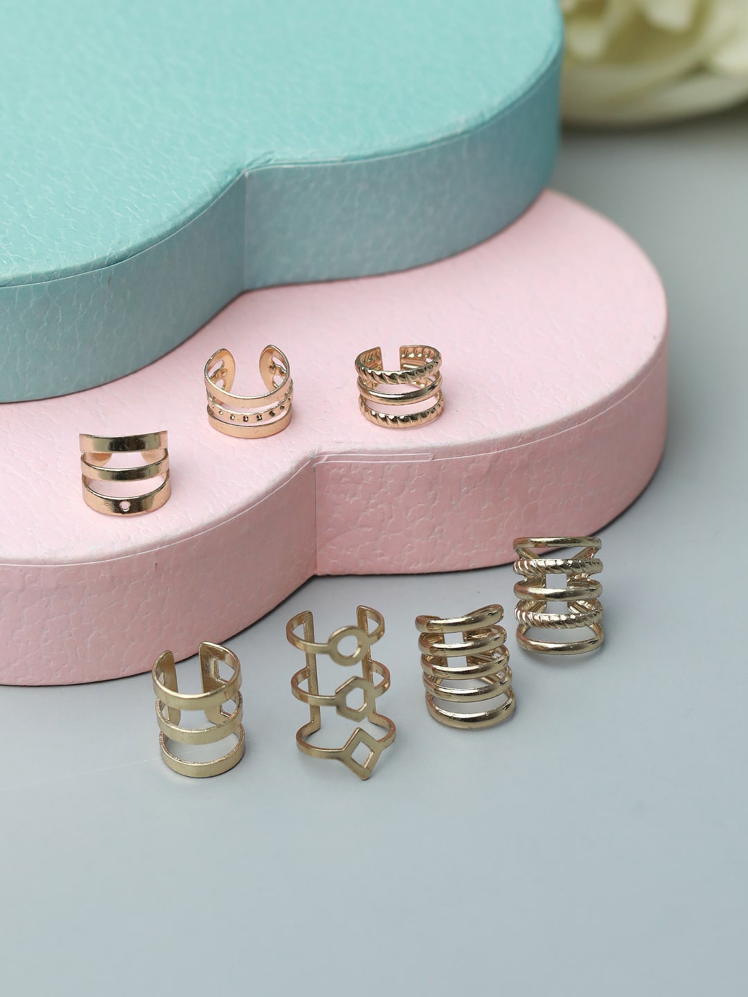 

PRITA Set Of 7 Gold-Toned Contemporary Ear Cuff Earrings