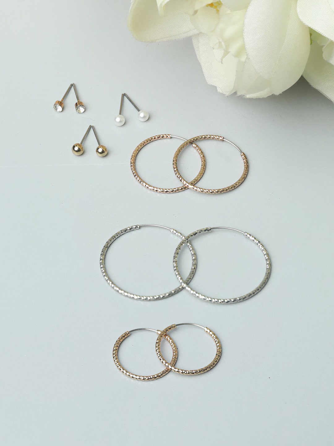 

PRITA BY PRIYAASI Set Of 6 Silver-Toned Circular Hoop Earrings