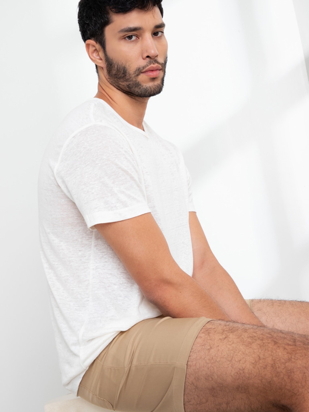 

ORIGIN BY ZALORA Men White Pure Linen T-shirt