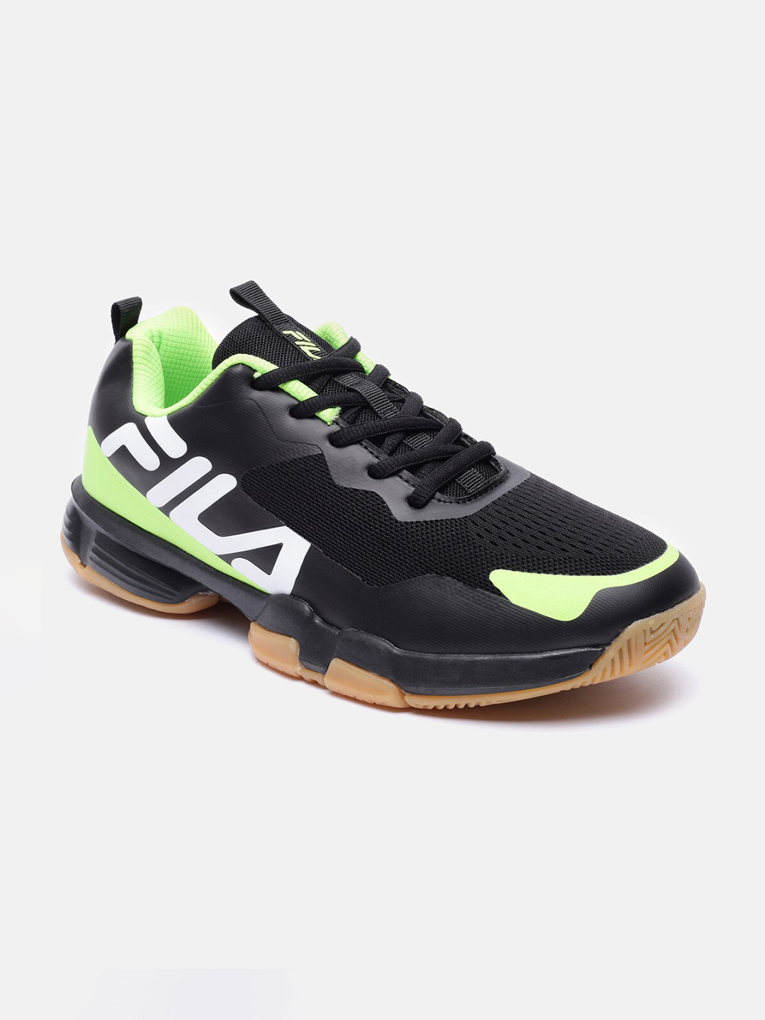 

FILA Men Black & Green Basketball Non-Marking Shoes