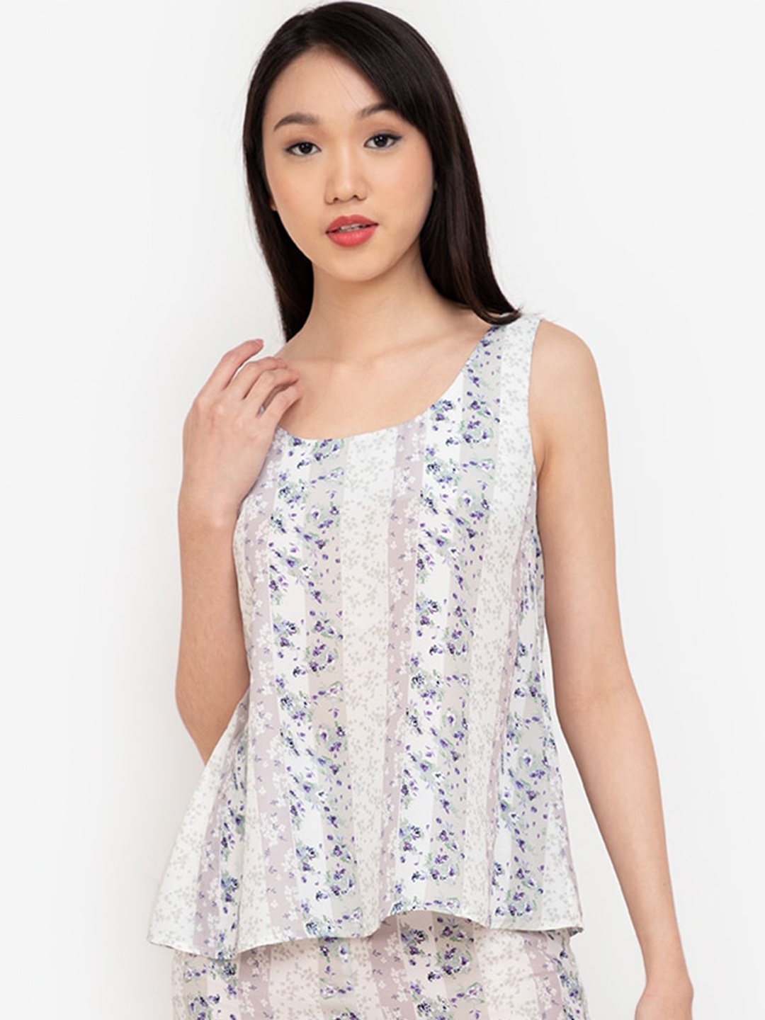 

ZALORA BASICS Women Beige Floral Printed Top
