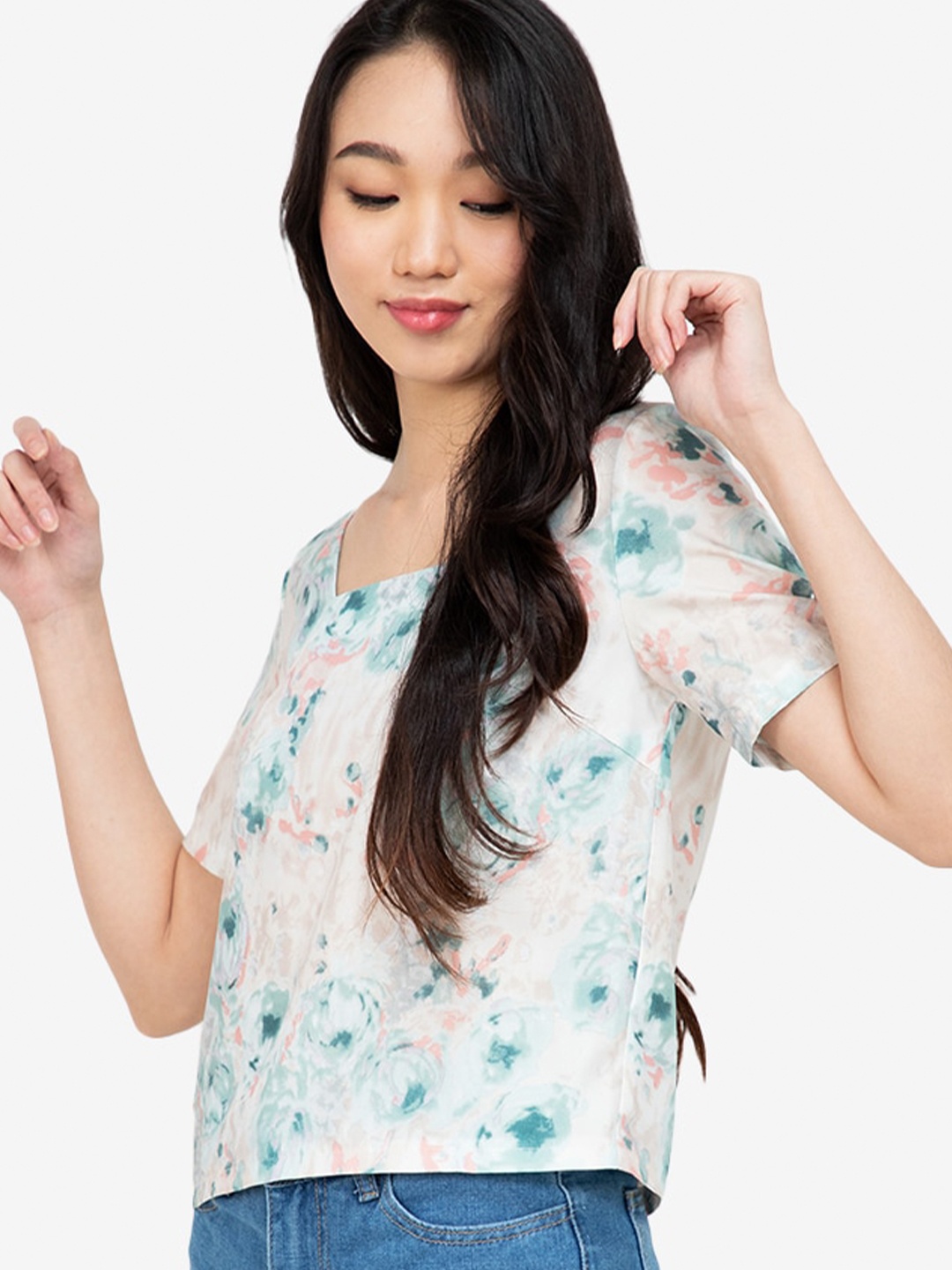 

ZALORA BASICS Multicoloured & Blue Tie and Dye Print Top, Multi