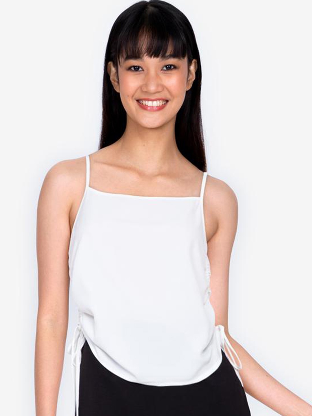 

ZALORA BASICS White & Pink Checked Ruched Cami Top