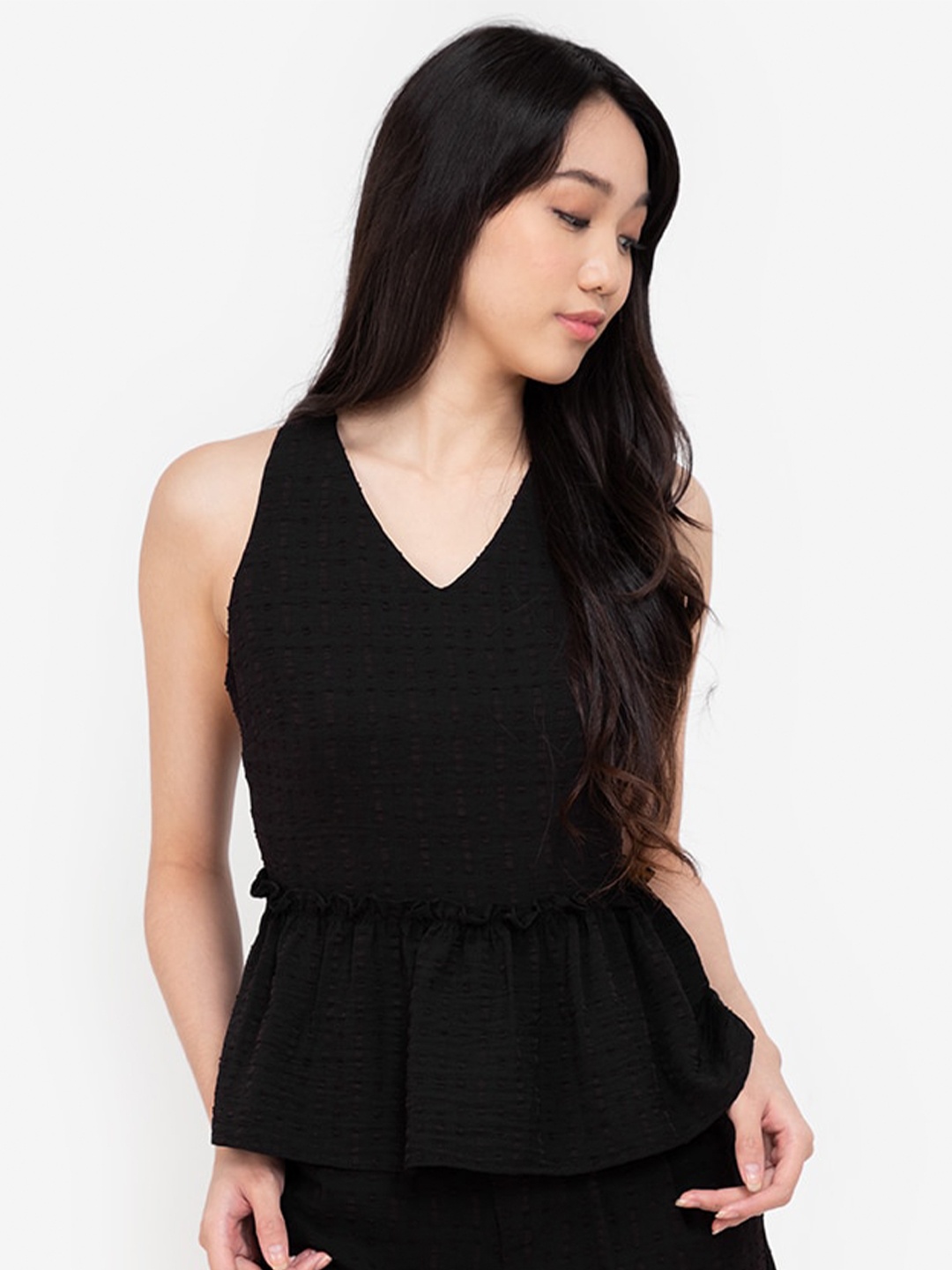 

ZALORA BASICS Black Monochrome Styled Back Top
