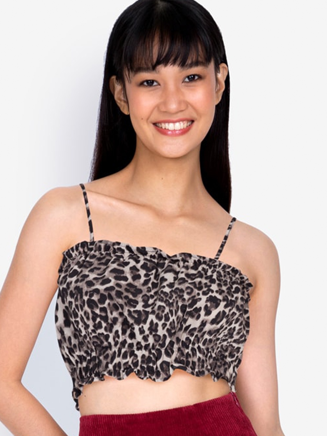 

ZALORA BASICS Multicoloured Animal Print Crop Top, Multi