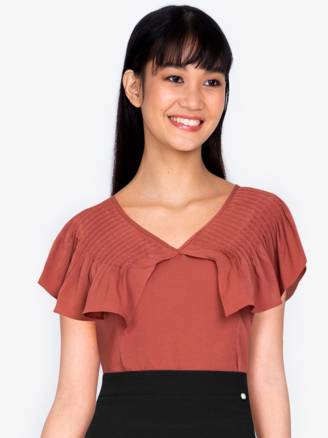

ZALORA BASICS Orange Pintuck Detail Crop Top