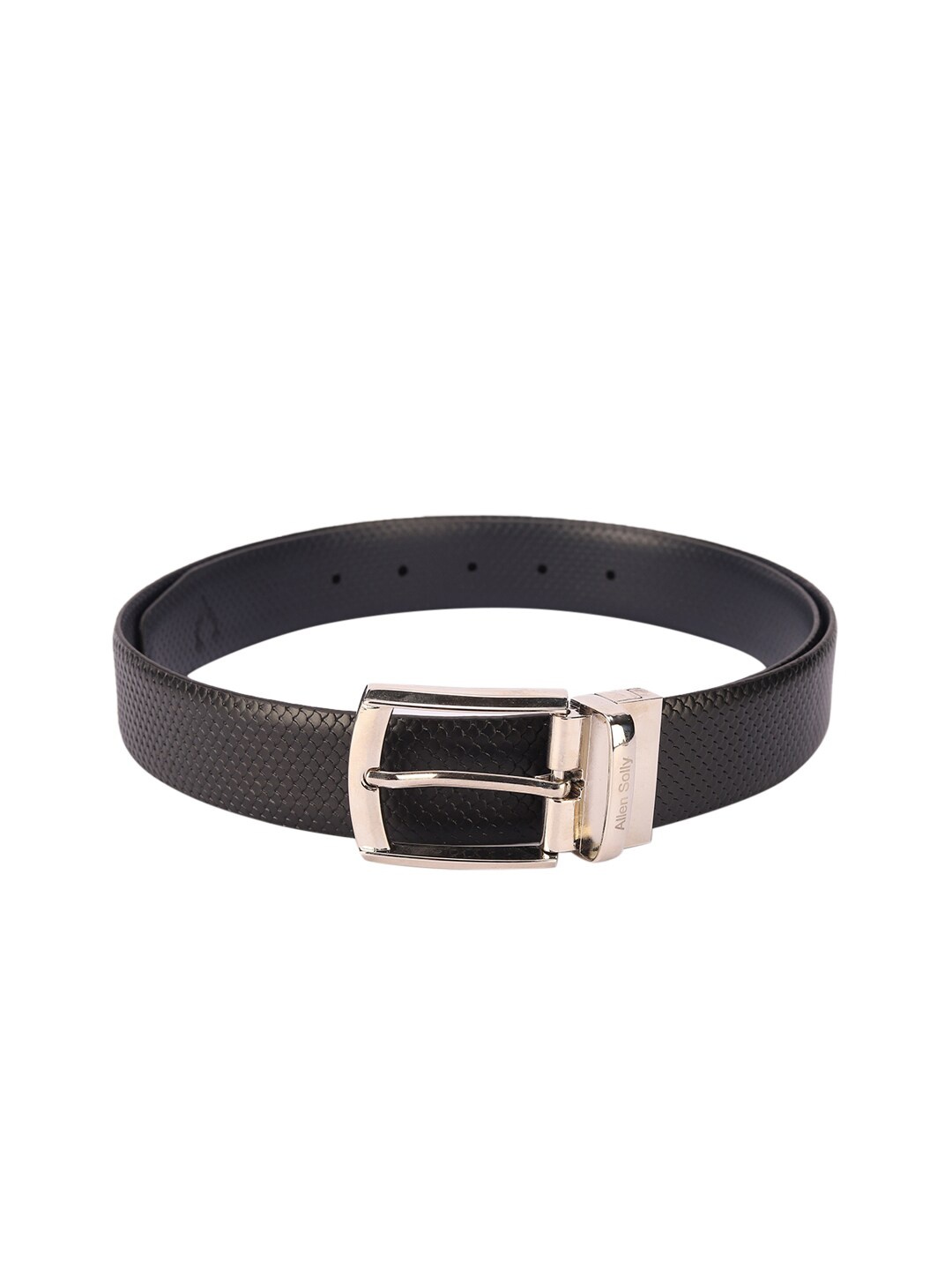 

Allen Solly Men Black Textured Reversible Leather Belt