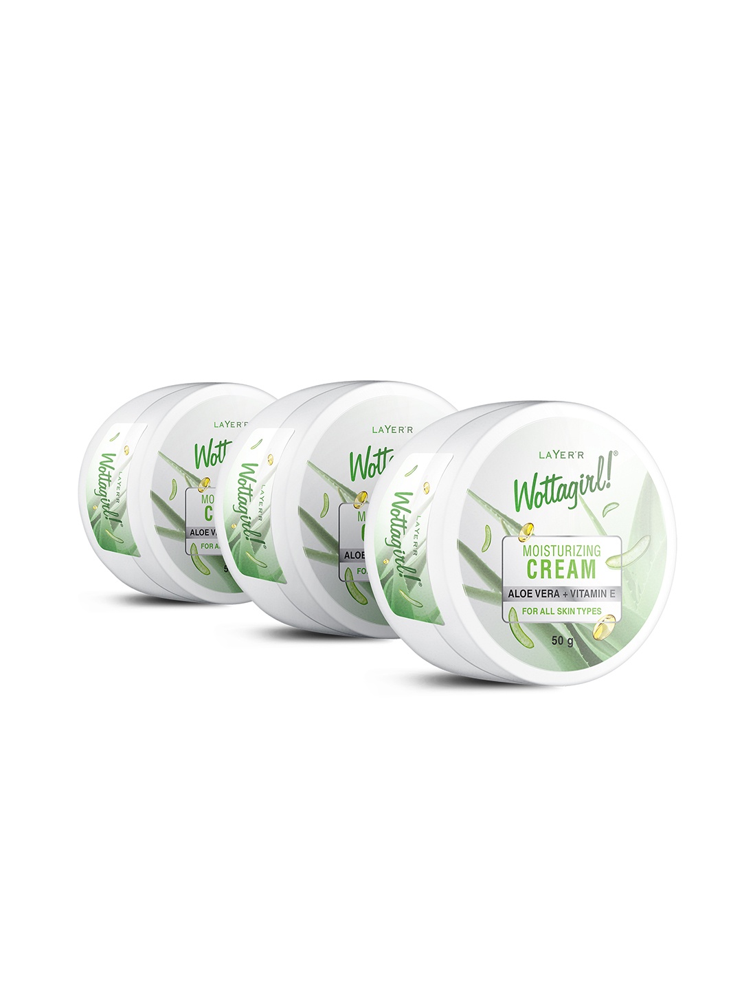 

Layerr Set of 3 Wottagirl Moisturizing Cream with Aloe Vera & Vitamin E - 50 g each, White