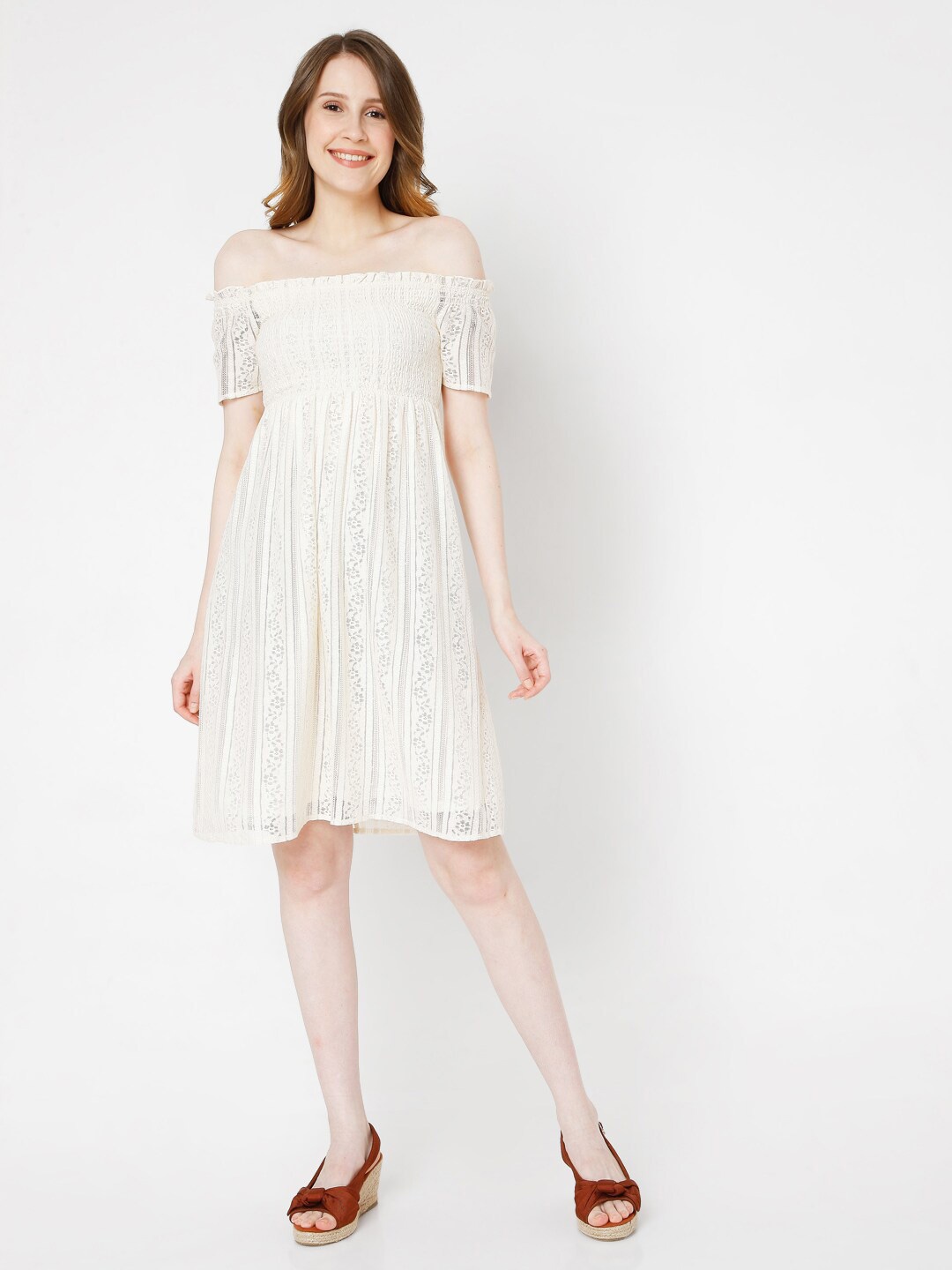 

Vero Moda White Off-Shoulder A-Line Dress