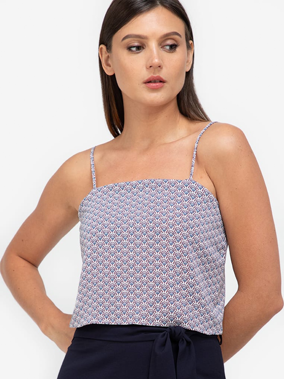 

ZALORA WORK Women Blue & White Printed Top