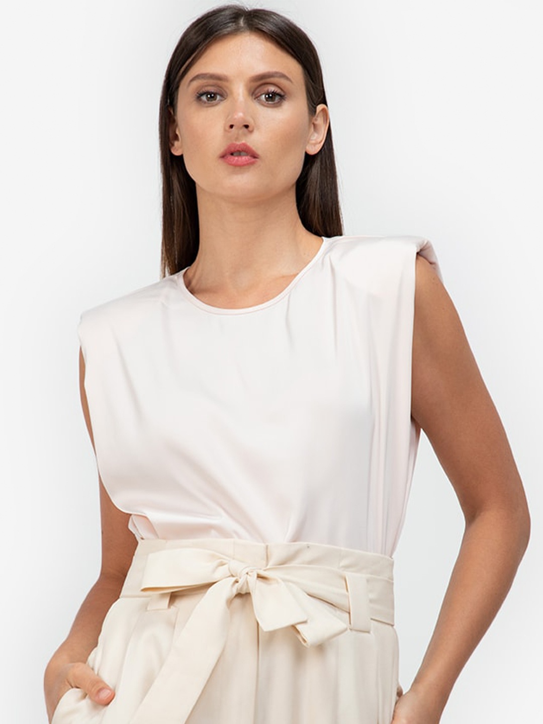 

ZALORA WORK Cream-Coloured Boxy Top