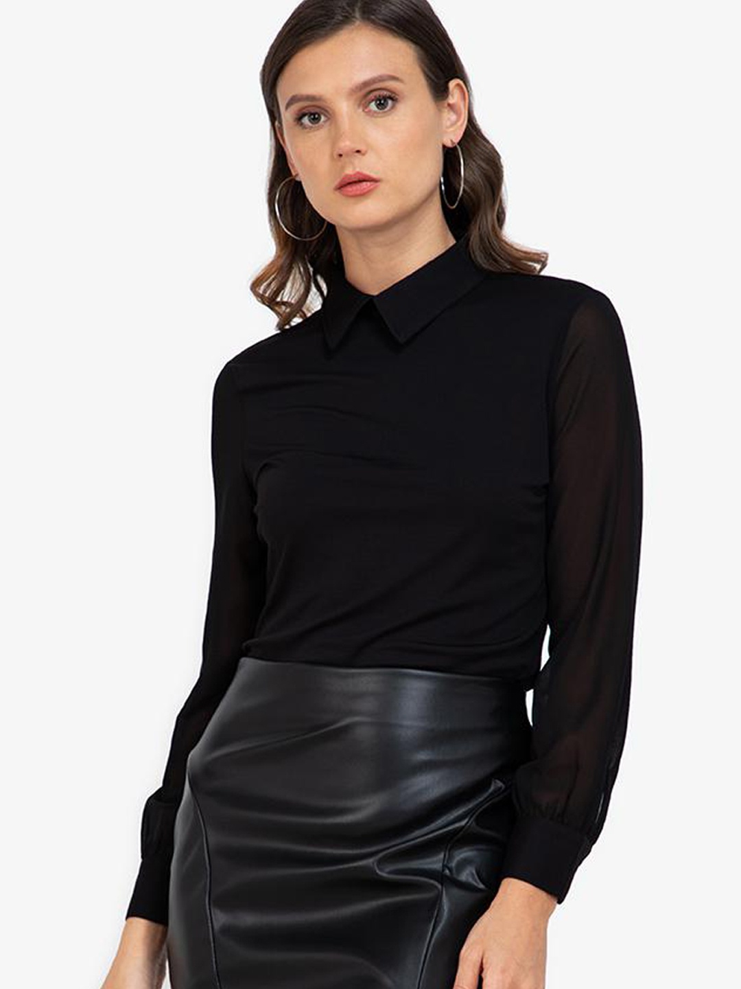 

ZALORA WORK Black & White Wrap Top