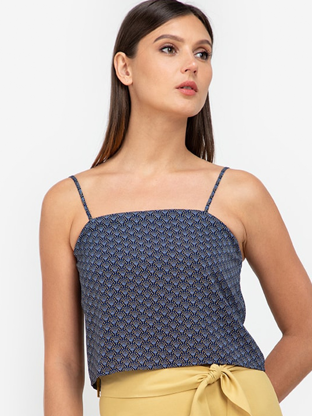 

ZALORA WORK Blue Print Styled Back Top