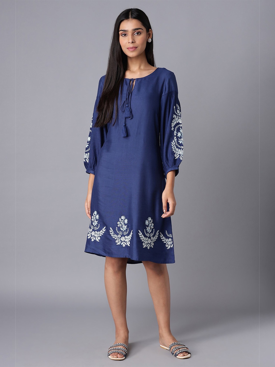 

W Women Blue Ethnic Motifs A-Line Dress