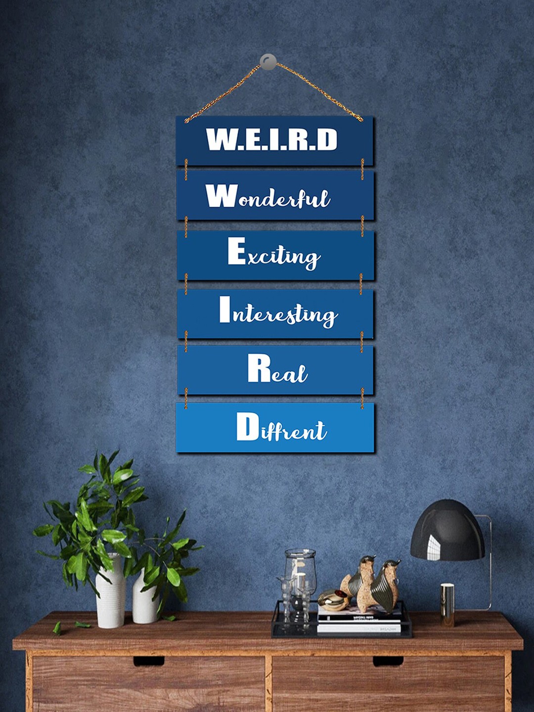 

ROMEE Blue & White Wooden Wall Decor
