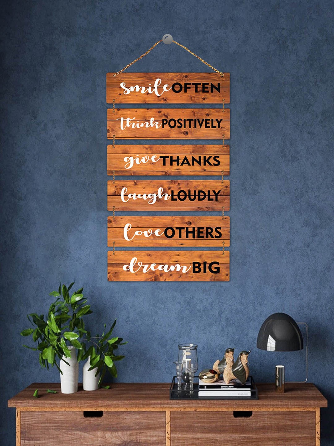 

ROMEE Orange & White Digital Printed Wooden Wall Hanging