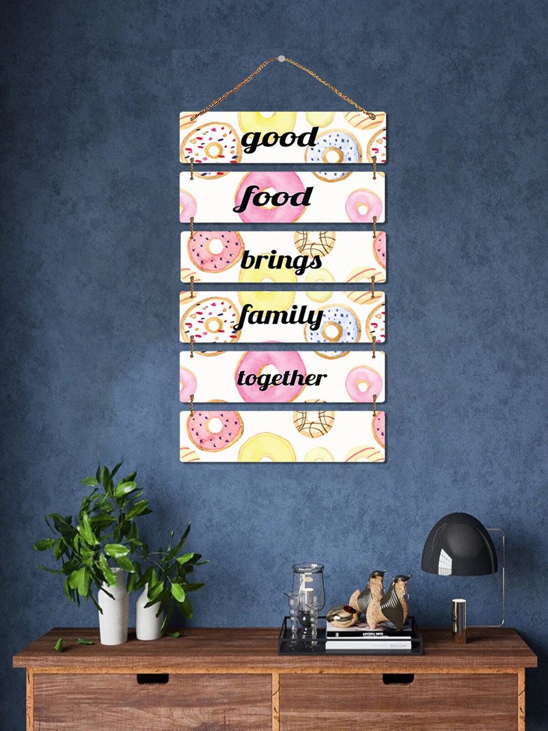 

ROMEE White & Yellow Digital Printed Wooden Wall Hanging