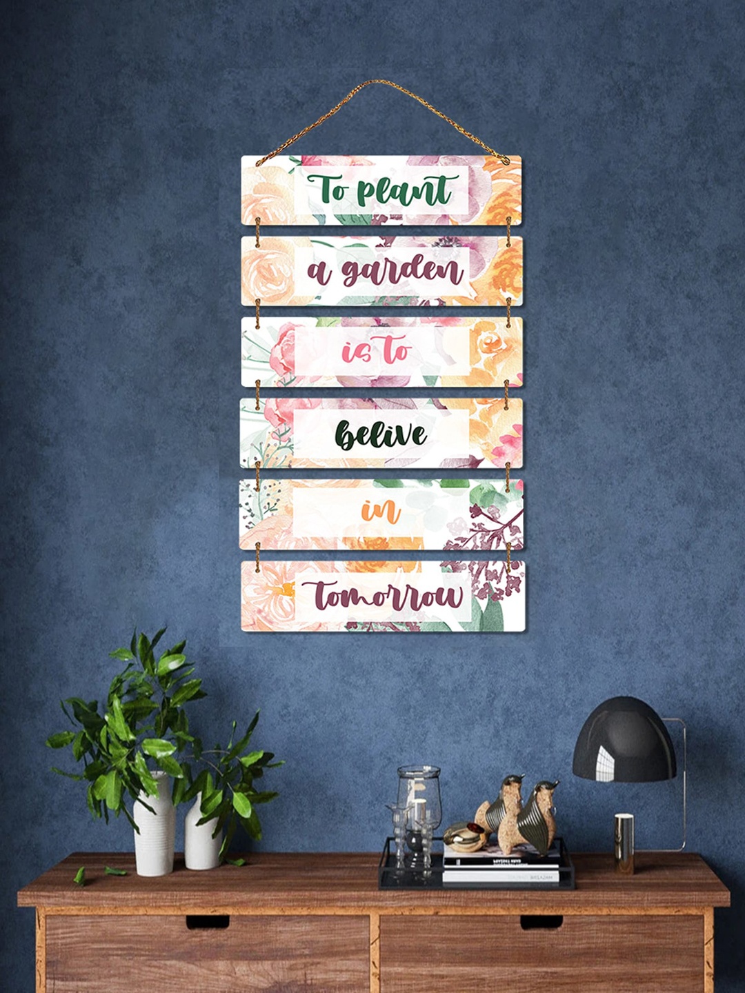 

ROMEE Orange & Green Digital Printed Wooden Wall Hanging