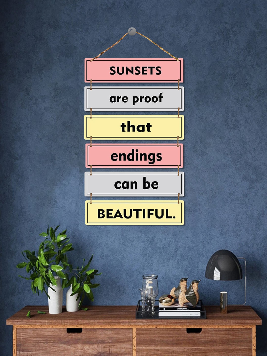 

ROMEE Pink & Black Digital Printed Wooden Wall Hanging