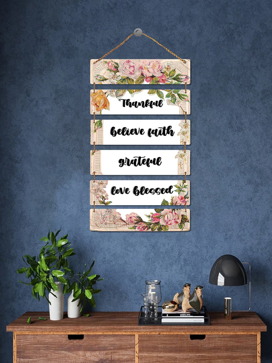 

ROMEE Pink & White Digital Printed Wooden Wall Hanging