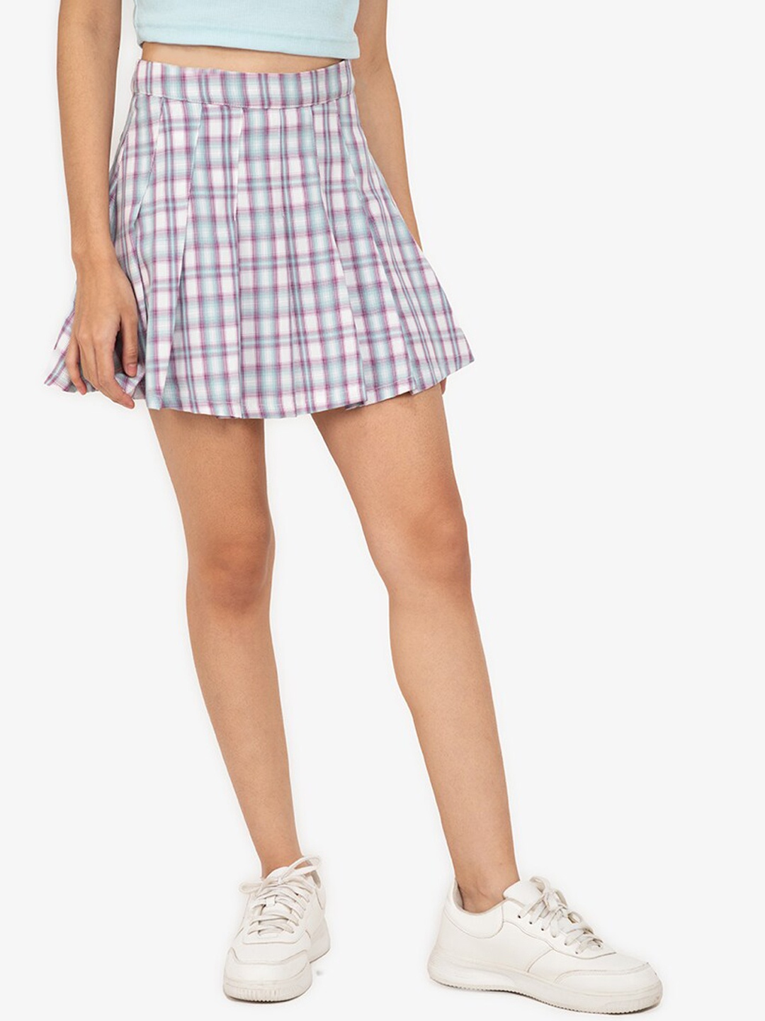 

ZALORA BASICS Women Multicoloured Checked High-Rise Shorts, Multi