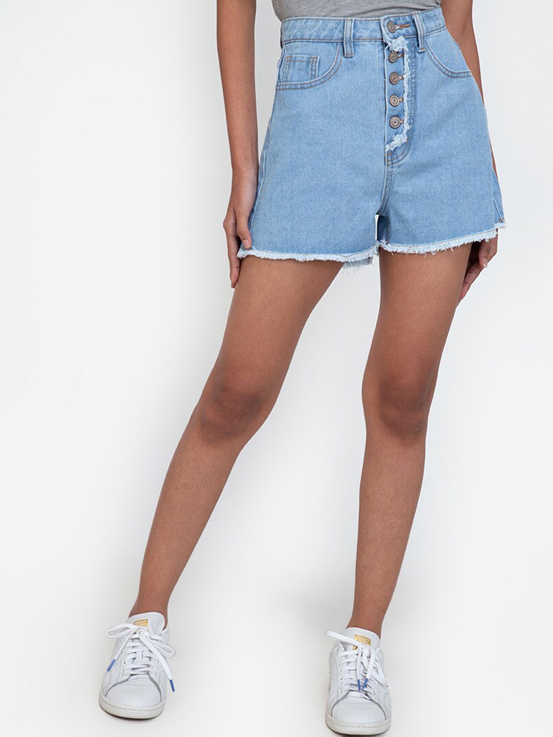 

ZALORA BASICS Women Blue High-Rise Shorts
