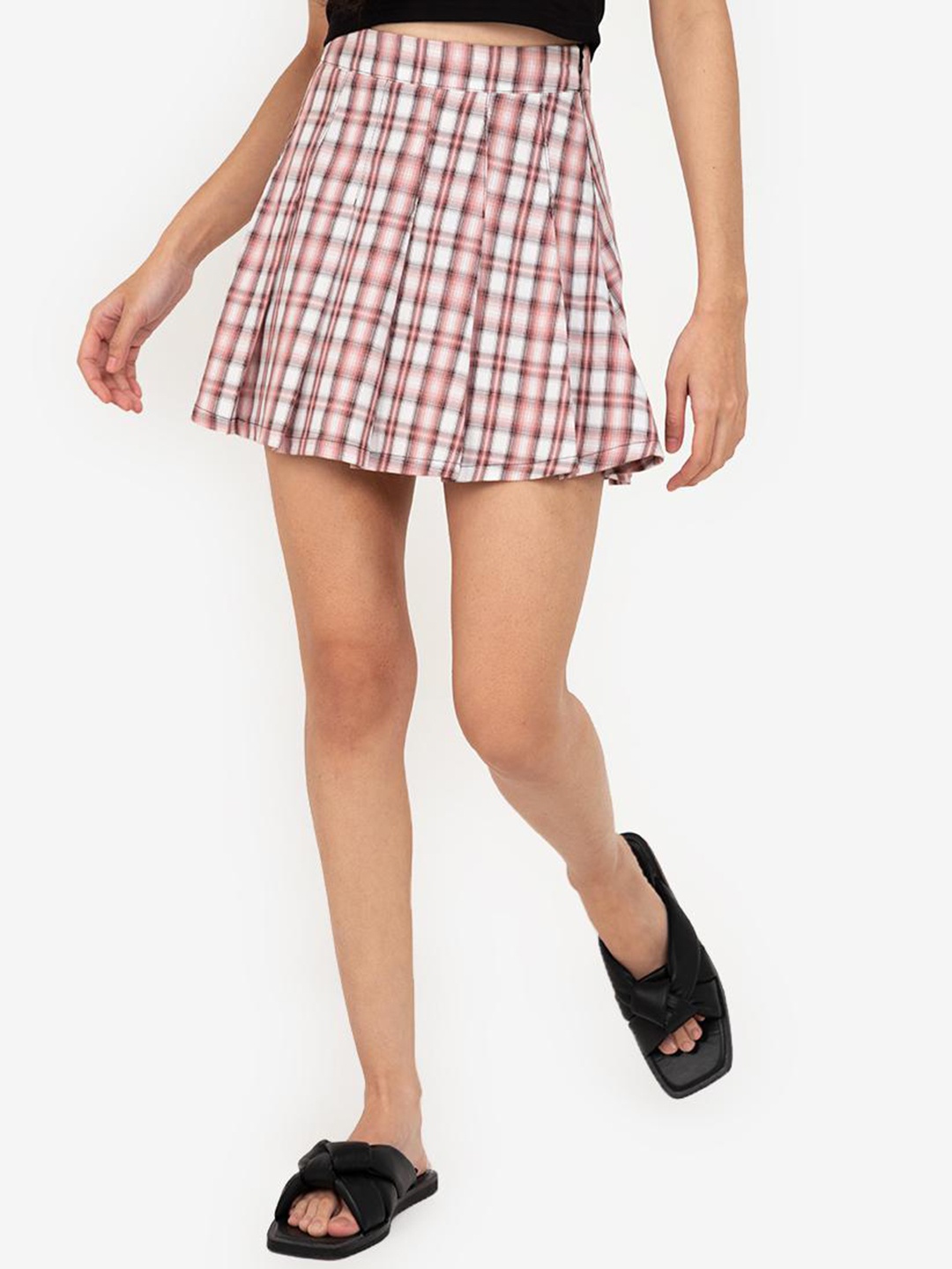 

ZALORA BASICS Women Multicoloured Checked High-Rise Shorts, Multi